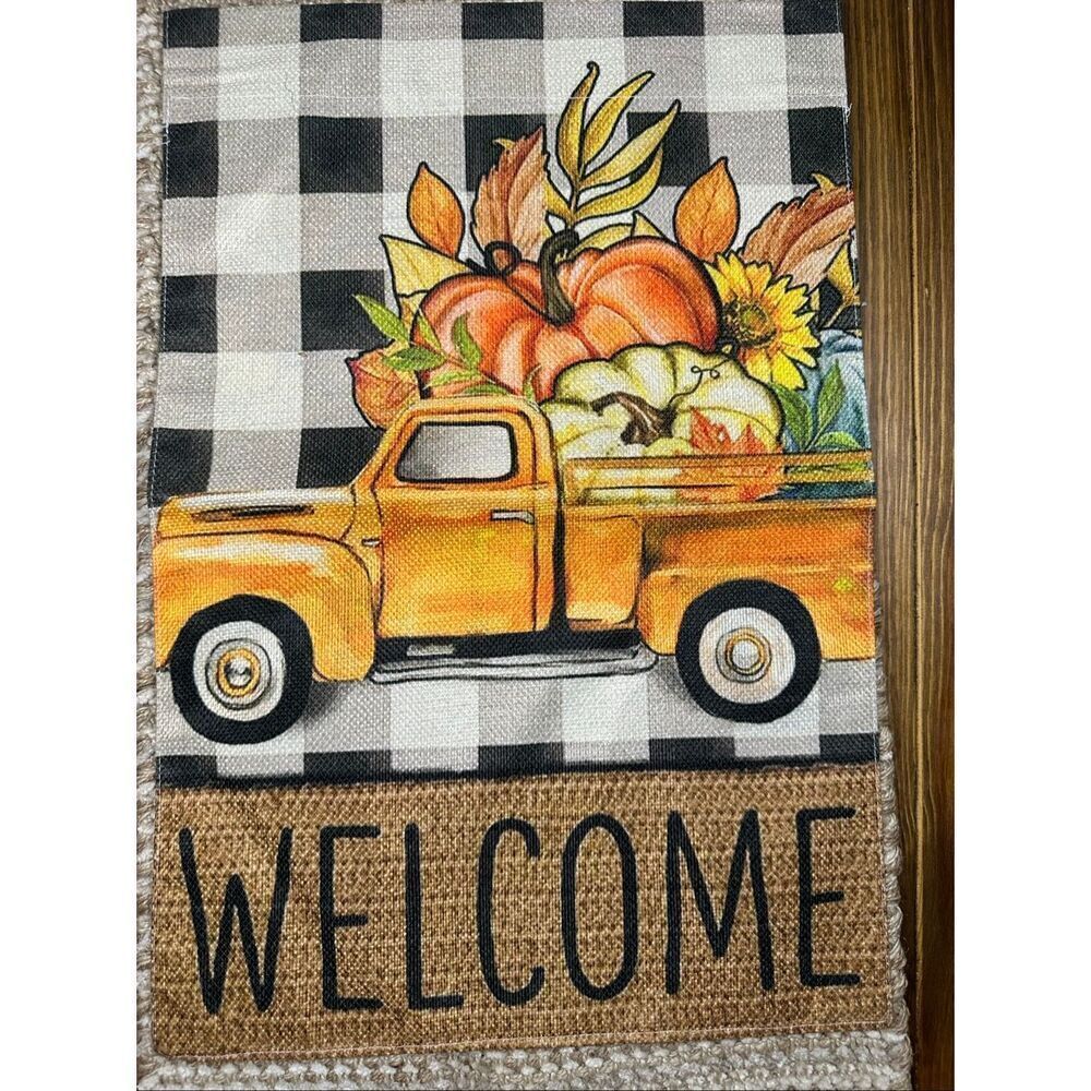 Thanksgiving holiday garden flag farmhouse truck new double sided